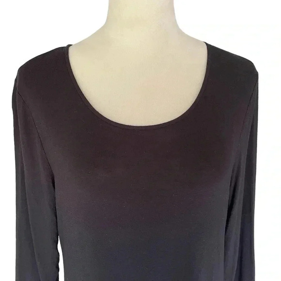 Chico’s Asymmetrical Black 3/4 Sleeves Tee Comfy Stretch Shirt Women Sz 1 (M) - Picture 4 of 7